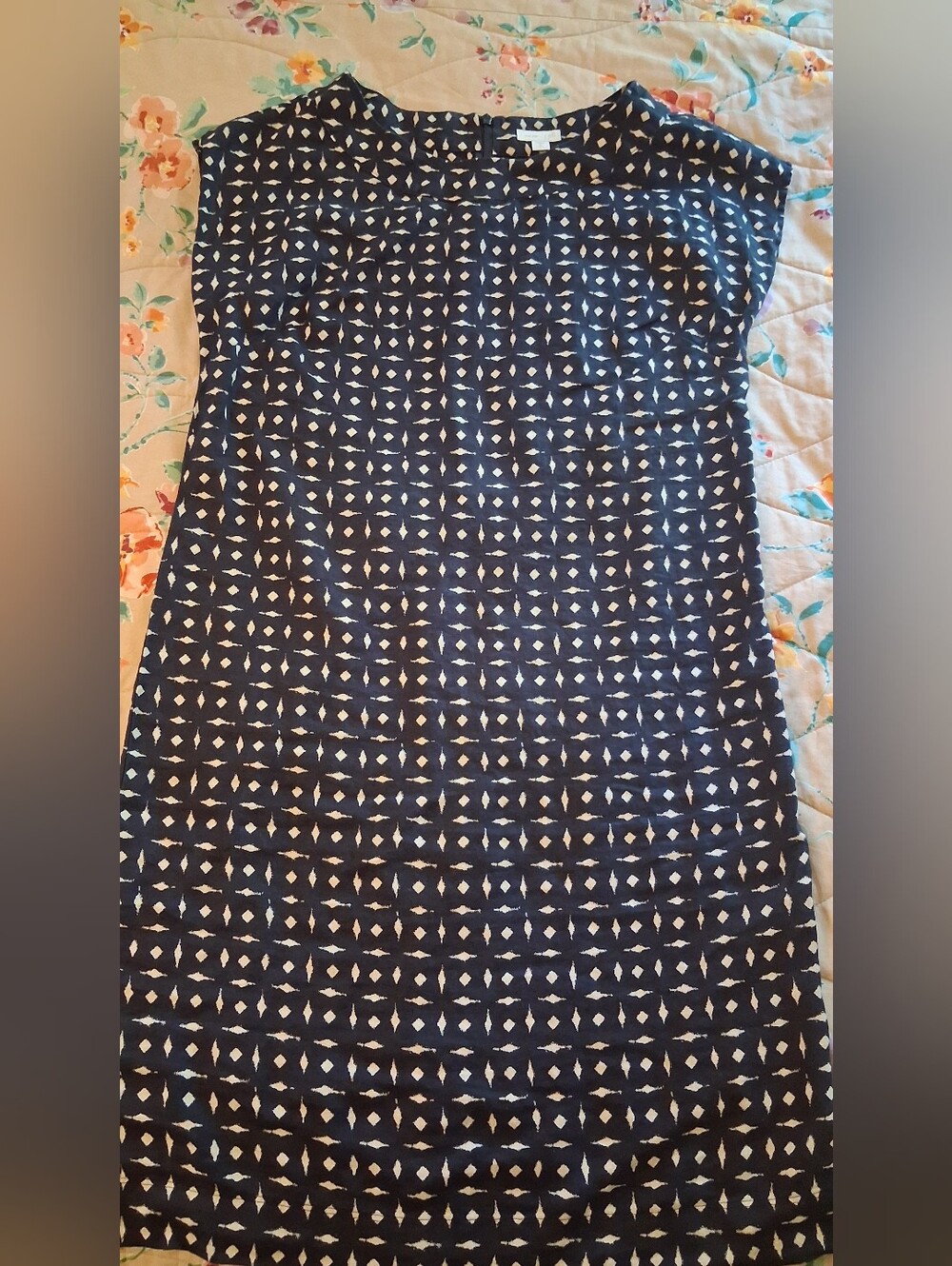 Black Batik Pattern Linen Shift Dress